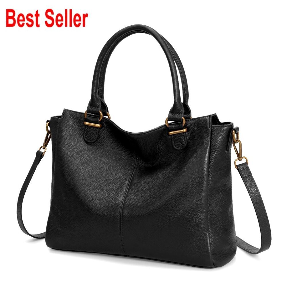 Genuine Leather Medium Tote Bag with Crossbody Strap and RFID Pockets